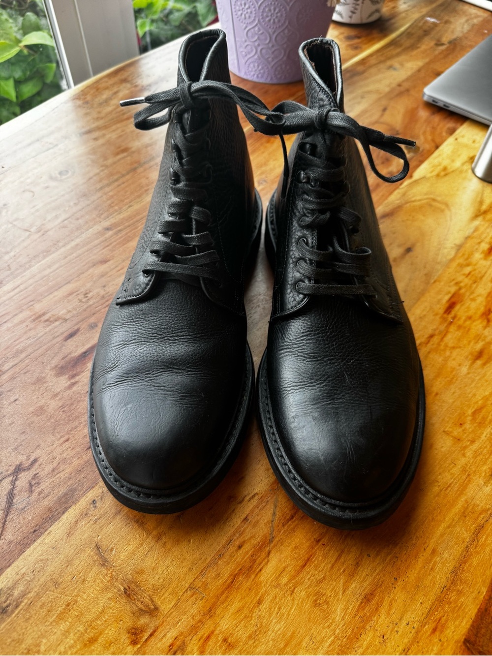 Allen Edmonds Higgins Mill Black Leather Lace-Up Work Boots - Picture 4 of 13